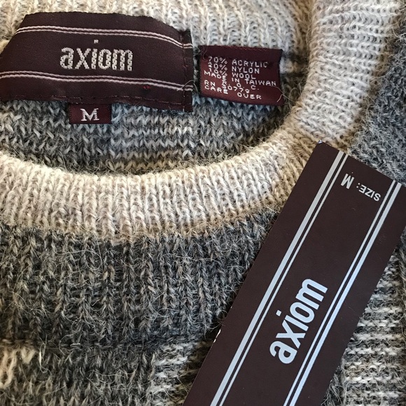 New AXIOM Crew Neck Sweater-Gray/Beige-Size Med - Picture 7 of 8